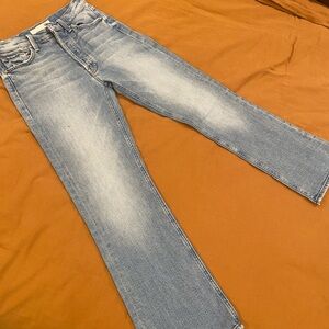 Mother Superior Denim The Tripper High Rise Cropped Flare Jean in I Confess